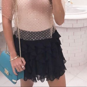Black Ruffle Mini Skirt